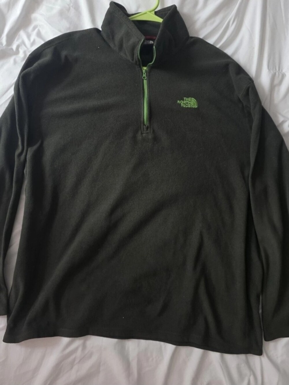 The North Face Green Fleece Half-Zip with Neon Green Accents